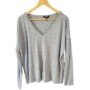 NWT Jules & Leopold Grey Knit Ribbed V-neck Long Sleeve T-shirt‎